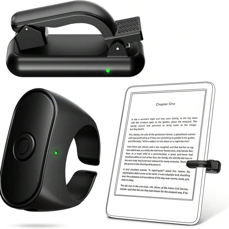 Wireless Remote Page Turner And Camera Shutter Remote Control, Compatible With Kindle Paperwhite, Kobo EReader, Smartphones, And Android Tablets, Rechargeable Lithium-Polymer Battery, USB Charging, Wireless Connection - Multicolor - View 1