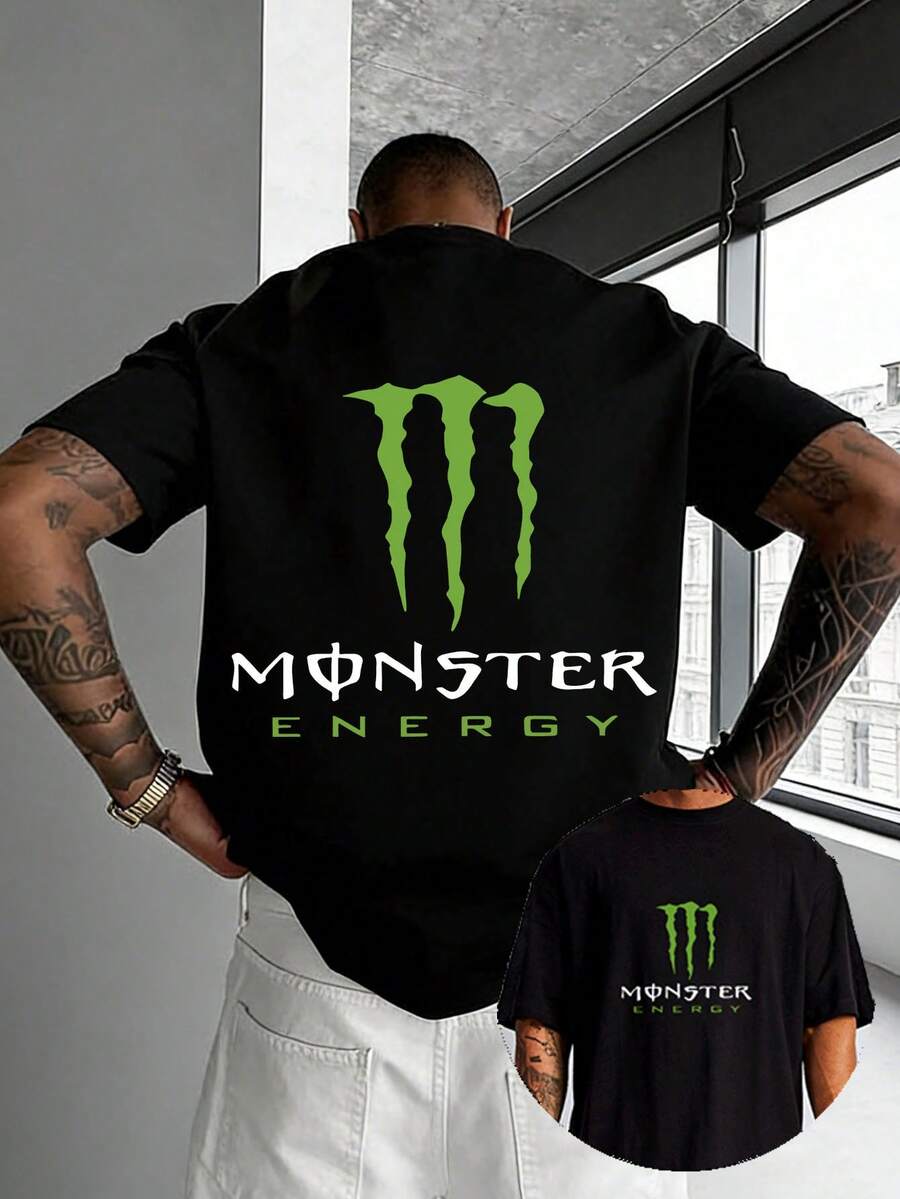 MonsterEnergy,Gifts For Men, Men's Hoodies, Men's Winter Clothing, Casual Stylish Sportswear, Christmas Gifts, Suitable For Both Men And WomenMinimalist Style Sweatshirt Valentine's Day,Mens Clothes Essentials Hoodie - 黑 - 查看 1