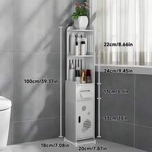 Senmeo 1PC 5-Shelf Waterproof PVC Compact Bathroom Corner Storage Rack, Freestanding Space-Saving Organizer, Bathroom/Living Room/Home Office, White - Họa tiết chấm trắng - Xem 4