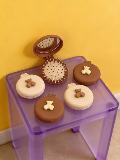 Joivida 可爱折叠气垫发刷带镜子，便携式迷你小巧按摩刷，女士适用