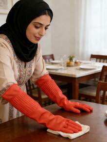 家用厨房洗碗手套，家庭主妇清洁好帮手 - 加厚橡胶清洁手套，防水保暖内衬，适合冬季洗衣清洁 - B - 查看 11