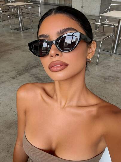 Retro Cat Eye Frame Black Fashion Fashion Glasses, Classic Plastic Eyewear For Women, Outdoor Travel Beach Vacation Casual Decoration Daily Wear, Summer UV Protection Shades For Men