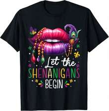 1Pc Let The Shenanigans Begin Mardi Gras Lips New Orleans T-Shirt, Unisex T-Shirt, Women T-Shirt,Men Tshirt , Unisex Style,Holiday T-Shirts, Birthday T-Shirt,Gift Tee, Size S-5XL,Black - Black - View 2