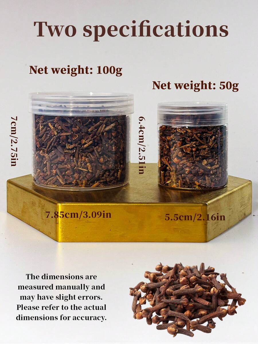 50/100克天然丁香香薰，持久留香，不含化学添加剂，芳香疗法，高品质，纯净无污染，密封罐包装，可搭配香炉使用，净化空气，去除异味，舒缓神经，助眠，改善情绪。 - 丁香 - 查看 1