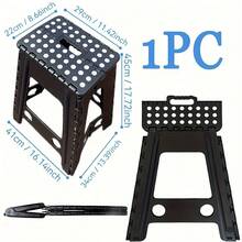 Senmeo 17.7 Inch Plastic Folding Step Stool With Handle, Lightweight Space-Saving For Bathroom/Kitchen/Bedroom - Black - View 1