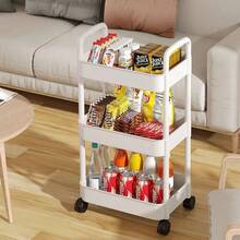 Multipurpose Organizer Cart With 3 Levels, Wheels With Brakes And Ergonomic Design: The Ultimate Solution For Storage At Home, Office And Beauty Salon, Saving Space And Facilitating Mobility. - trắng - Xem 11