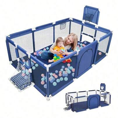 Corralito Bebe Con Valls Para Bebe Plegable Corral, Azul