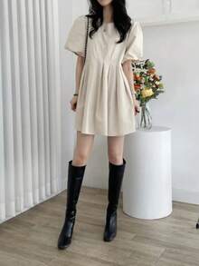 Women Short Dresses - Beige - View 5