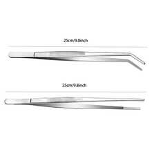 2pcs Stainless Steel Cooking Tongs, BBQ Tongs, Food Clip, Suitable For Salad, Vegetables, Meat, Easy To Clean, Space-Saving Practical Kitchen Tool - 2pcs [Straight + Curved] - 25cm Long - View 5