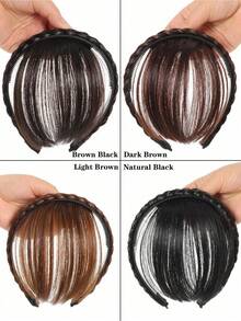 6英寸全头假发，耐热合成黑色头发，带刘海，外观自然，女士假发，圣诞假发 - 彩色 - 查看 7