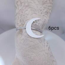 6 piezas Anillos para servilletas en forma de media luna, decoración creativa para la mesa de comedor, portaservilletas de tela para cocina y comedor, adecuados para reuniones, fiestas y picnics - Multicolor - Ver 15