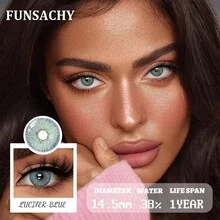 FUNSACHY Green , Soft Blue/Brown, 14.5mm, Suitable For Students And Dates. - Yearly Disposable - View 4