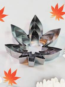 新款不锈钢饼干模具，适用于DIY，枫叶、三叶草形状，烘焙工具，饼干模具，绿色叶子形状 - 葉子三件套 - 查看 12