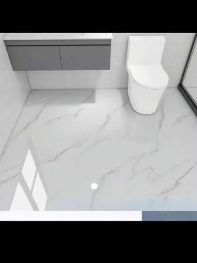 1 Roll Thick Glossy Marble Pattern Self-Adhesive Vinyl Floor Tiles, 15.7x118.1 Inches, Vinyl Floor Tiles, Linen Linoleum Vinyl Flooring, Waterproof & Wear-Resistant, DIY Installation For Room, Office, Kitchen