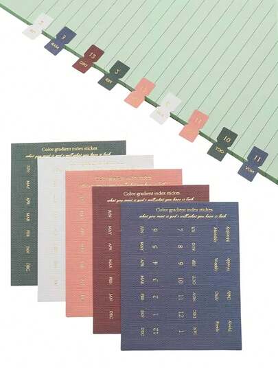 Samoprzylepne etykiety do planera miesięcznego – etykiety z podziałem miesięcy w odcieniach gradientu z numerami, etykiety kalendarzowe (od stycznia do grudnia), odpowiednie do pamiętników, planerów, agend i organizerów – kolorowe sekcje miesięczne, bez potrzeby wkładek, idealne do biura, szkoły, na przybory szkolne i na powrót do szkoły