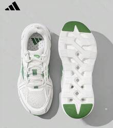 Adidas 男女新款透氣網麵慢跑休閒運動跑步鞋 - 灰色/綠色 - 查看 7