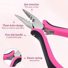 Hair Extension Tool Kit: 500pcs Silicone Micro Link Beads, 1pc Pink Hair Extension Pliers 3-Hole Clamp, 1pc Circular Threader, 1pc Pull Hook Needle - View 4