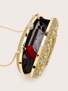 Luxury Goose Egg Shape Crystal Embellished Clutch Bag, Formal Dress Bag, Prom Bag For Party- New Shiny,Glitter Bling Glamorous,Elegant,Exquisite,Quiet Luxury Fashionable Evening Clutch Bag Decorated With Rhinestones Dinner Bag,Evening Bag,Elegant Rhinestone Rhinestone,Crystal Decor,Faux Pearl For Party Girl,Woman,For Lady,Bride Perfect For Party,Wedding,Prom,Dinner/Banquet Best Gift For Women - 金色 - 查看 6