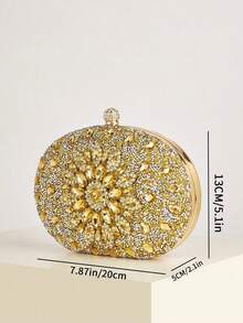 Luxury Goose Egg Shape Crystal Embellished Clutch Bag, Formal Dress Bag, Prom Bag For Party- New Shiny,Glitter Bling Glamorous,Elegant,Exquisite,Quiet Luxury Fashionable Evening Clutch Bag Decorated With Rhinestones Dinner Bag,Evening Bag,Elegant Rhinestone Rhinestone,Crystal Decor,Faux Pearl For Party Girl,Woman,For Lady,Bride Perfect For Party,Wedding,Prom,Dinner/Banquet Best Gift For Women - 金色 - 查看 7