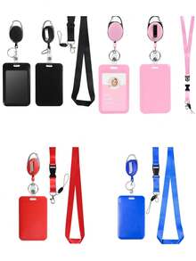 Retractable ID Badge Holder With Detachable Lanyard, Heavy-Duty Reel, Removable Key Chain, Cruise Card Holder, Suitable For Nurses, Officials, Teachers, Security Personnel, Unisex - Multicolor - View 11