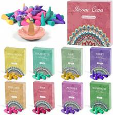 Incense Cones Assorted Scented With Holder, 120 Cones Total Incense Variety Pack Gift Set, Rose, Sage, Lavender, Violet, Cinnamon, Eucalyptus, Sandalwood, Rain Forest - Mix Scent - View 2