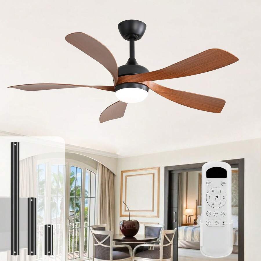 Sofucor Ceiling Fan,Bedroom 52-Inch,Exquisite,Ceiling Fan Stepless Dimmable Adjustable LED & Remote Control. Modern Ceiling Fan With 5 Reversible Blades & Motor - màu đen - Xem 1