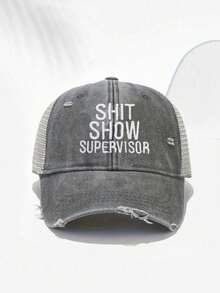 1顶绣有“SHOW SUPERVISOR”字样的做旧棒球帽，透气可调节户外高尔夫遮阳帽，男女皆宜，时尚弯檐遮阳帽，适合Y2K情侣佩戴 - 棒球帽 - 查看 22