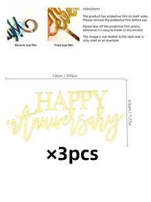 3件/6件套蛋糕装饰配件 | 生日派对烘焙用品套装 | 适用于周年纪念/婚礼/音乐会/甜品台/烘焙装饰创意礼品 | 必备蛋糕装饰材料 节日蛋糕装饰套装 - 查看 8