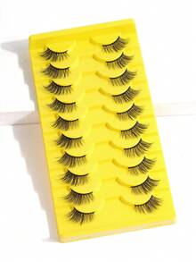 MAANGE 11对磁性假睫毛套装，包含1对磁性假睫毛和10对带磁性夹子的半截假睫毛，可延长至眼尾，自然精致的仿貂毛假睫毛，蓬松柔软，打造自然妆容，女士假睫毛，睫毛，假睫毛 - 黑色 - 查看 4