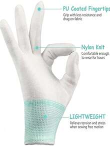 1/6 双装防静电碳纤维防护手套，防滑、耐磨、防尘、触感灵敏、透气袖口，通用电子元件防护手套 - 灰色 - 查看 6