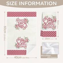 MEMNUN 2 Peças Toalhas de Cozinha com Impressão do Slogan "Sweet Home" em Rosa, 15.75*23.62in(40*60cm), Microfibra Super Macia e Absorvente, Acessórios de Cozinha, Lavável em Máquina, Adequado para Sala de Jantar, Cozinha, Decoração e Presentes de Feriado, Todas as Estações - Multicolorido - Visão 3