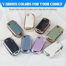 Dfor KIA Key Fob Cover With Keychian Soft And Durable Key Cover TPU Car Key Holder Fit For Kia 2019-2023 Cerato Ceed Forte NIRO Sorento Seltos Soul Telluride 4 Buttons S-Purple - Sblue - 查看 6