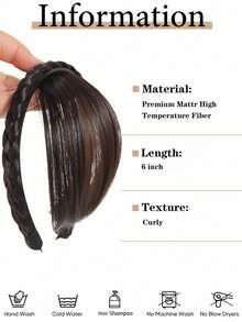 6英寸全头假发，耐热合成黑色头发，带刘海，外观自然，女士假发，圣诞假发 - 彩色 - 查看 2