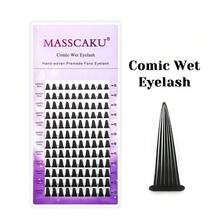 12 filas de extensiones de pestañas en espiral premontadas MASSCAKU, pestañas gruesas de cómic de 8-15 mm con rizo C/D, aspecto de pestañas manga negro mate, extensiones de pestañas para uso profesional en salón - Ver 9