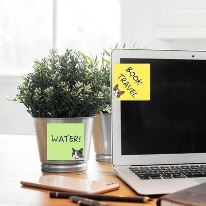 9pcs Black Cat Sticky Notes Set, Pink Self-Adhesive Memo Pad, Cute Memo Cards With Super Sticky, Suitable For Cat Lovers Gift, Teachers Office & School Supplies