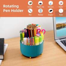 Marbrasse Desk Organizer, 360-Degree Rotating Pen Holder, Desk Organizers And Accessories With 5 Compartments Pencil Organizer, Art Supply Storage Box Caddy For Office, Home(Green) - ColorB - 查看 3