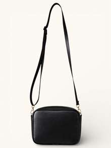 Premium Compact Camera Crossbody Bag With Adjustable Strap - Plain Black - View 4