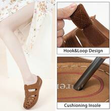 Ecetana Summer Outdoor Wedge Slippers For Women,Women's Retro Brown Sandals- Super Breathable, Stylish Closed Toe Cut-Out Design With Arch Support.Women Comfortable Wedge Sandals,Perforated Closed Toe Slip On Sandals, Effortless Slip-On, Perfect For Match With Dress And Casual Outdoor - Nâu 2018 - Xem 3
