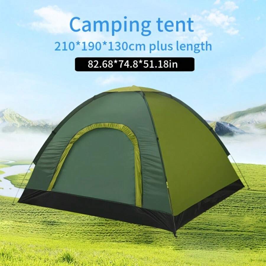 3-4人便携式手工露营帐篷，户外休闲露营帐篷，旅行公园帐篷，露营装备，露营配件，露营必需品 - 彩色 - 查看 1