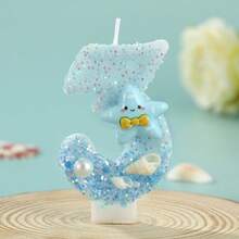 1支全新创意海洋主题生日蜡烛，海星造型，卡通星星数字蜡烛，派对庆祝DIY生日蜡烛，氛围灯插片，生日蛋糕装饰，纸杯蛋糕蜡烛，3D蛋糕蜡烛，适合各种庆祝和派对场合 - 彩色 - 查看 6