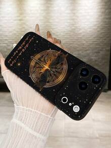 1pc Dark Style Dragon Pattern Slogan Phone Case, Black Matte Soft Anti-Fall Protective Cover, Paired With Starry Dragon Pattern Design, Fantasy Bookworm Aesthetic Style, Full Camera Protection, Compatible With IPhone & Galaxy - Black - View 4