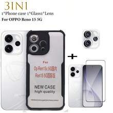 3IN1 For Reno 15 5G/Reno 15F 5G Case Acrylic-Shockproof-Clear-Rugged-Transparent Matte Anti-Yellowing Phone Case+9H Hardness Tempered Glass Screen Protector For Reno 15 5G/Reno 15F 5G Anti Scratch-Crack Resistant-Bubble Free For Gaming-Outdoor- School-Travel+Lens Film 3 Packs Value Set -Easy Install Kit - Black - View 5