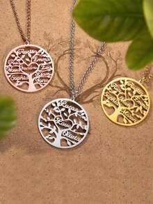 Custom Cross Name Necklace Personalized Initial Letter Crucifix Choker Bespoke Monogram Necklace Birth Flower Christian Necklaces Stainless Steel Christianity Religious Pendant Cross Gift Dainty Floral Birthday Baptism Jewelry First Communion Gifts - Multicolor - View 2