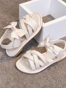 1双女童凉鞋，新款夏季时尚百搭舒适软底防滑英伦风女童学生凉鞋 - 米色 - 查看 5