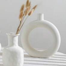 1 buc. Vază rotundă albă, arsă, simplă, nordică, design în stil Ins, recipient pentru aranjament floral pentru flori artificiale și uscate, ornament decorativ pentru camera de zi, rechizite pentru casă pentru Anul Nou, Ziua Îndrăgostiților - 1 BUC - Vizualizare 10