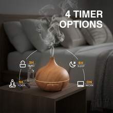 550ml Yellow Wood Grain Essential Oil Diffuser Ultrasonic Humidifier Auto Shut Off For Home Office Bedroom - Yellow - View 4