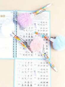 1支/4支装新款弹力笔创意猫耳毛球弹力凝胶笔0.5mm黑色墨水趣味笔，适合男孩女孩办公室和学校使用 - 貓耳毛球 - 查看 2