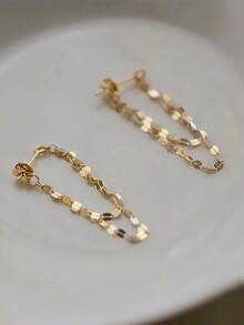 1 par de pendientes colgantes con encantos para adolescentes, para decoración diaria, para fiestas, joyería, regalo de cumpleaños - Dorado - Ver 4