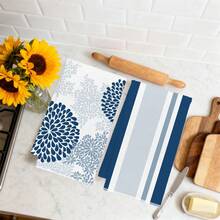 MEMNUN 2条简约海军蓝几何花卉印花厨房毛巾，15.75*23.62英寸（40*60厘米），超柔软吸水超细纤维抹布，现代厨房装饰，烹饪烘焙茶巾，手巾，厨房配件，可机洗，适用于餐厅、厨房、日常装饰和礼品，四季皆宜。 - 彩色 - 查看 8