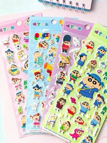 1pc Random Style 3D Cartoon Sticker, Waterproof Crayon Shin-Chan Decorative Embossed Decal Suitable For Decorating Phone Case, Laptop, Luggage, Cup, Skateboard, Notebook, Guitar. Great For Daily Use, Children's Birthday Gift, Back To School Supplies. - Multicolor - View 11